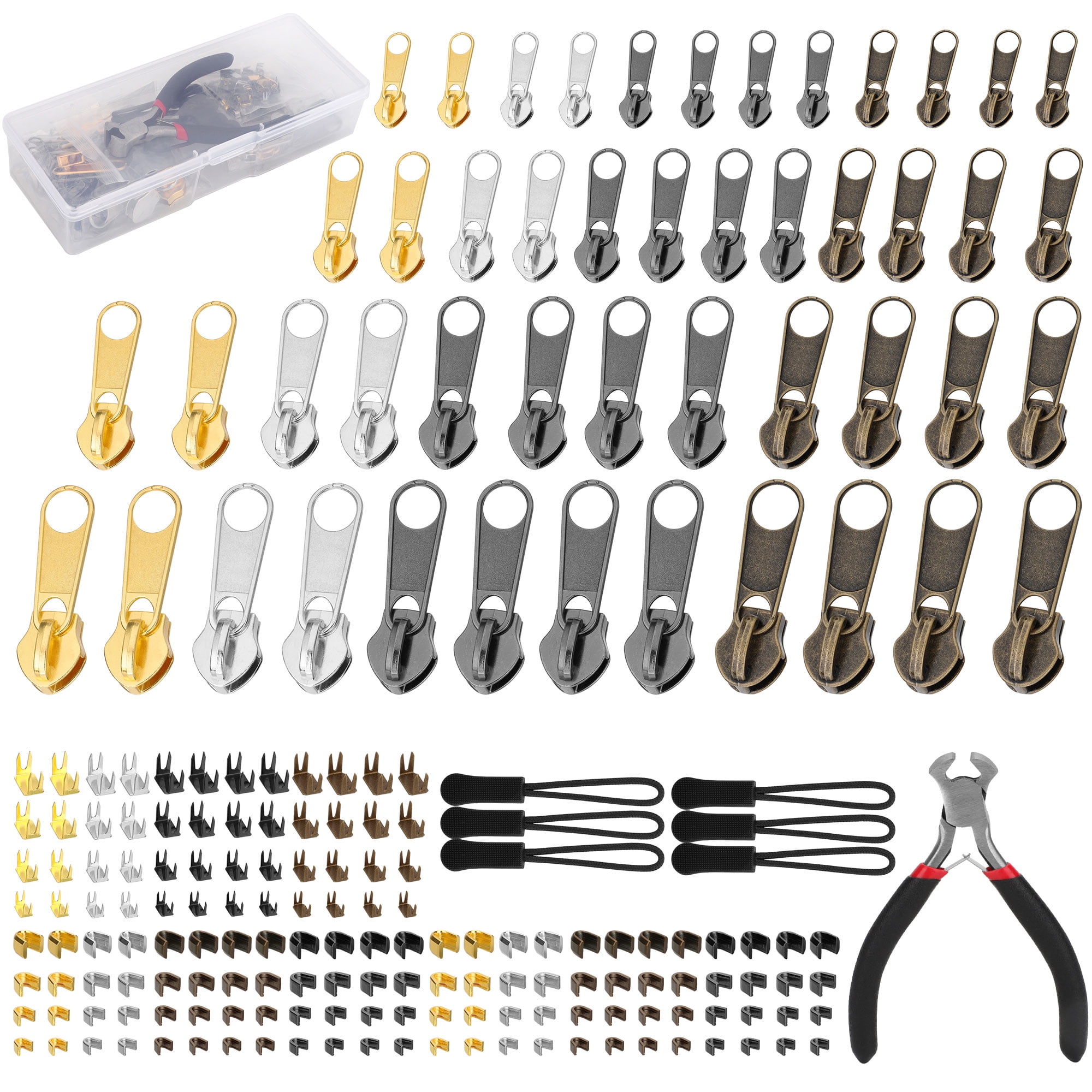 Zipper Repair Kit 197 Pcs Zipper Replacement with Two Installation Pliers  for Sleeping Bags Jacket Tent Luggage Backpacks