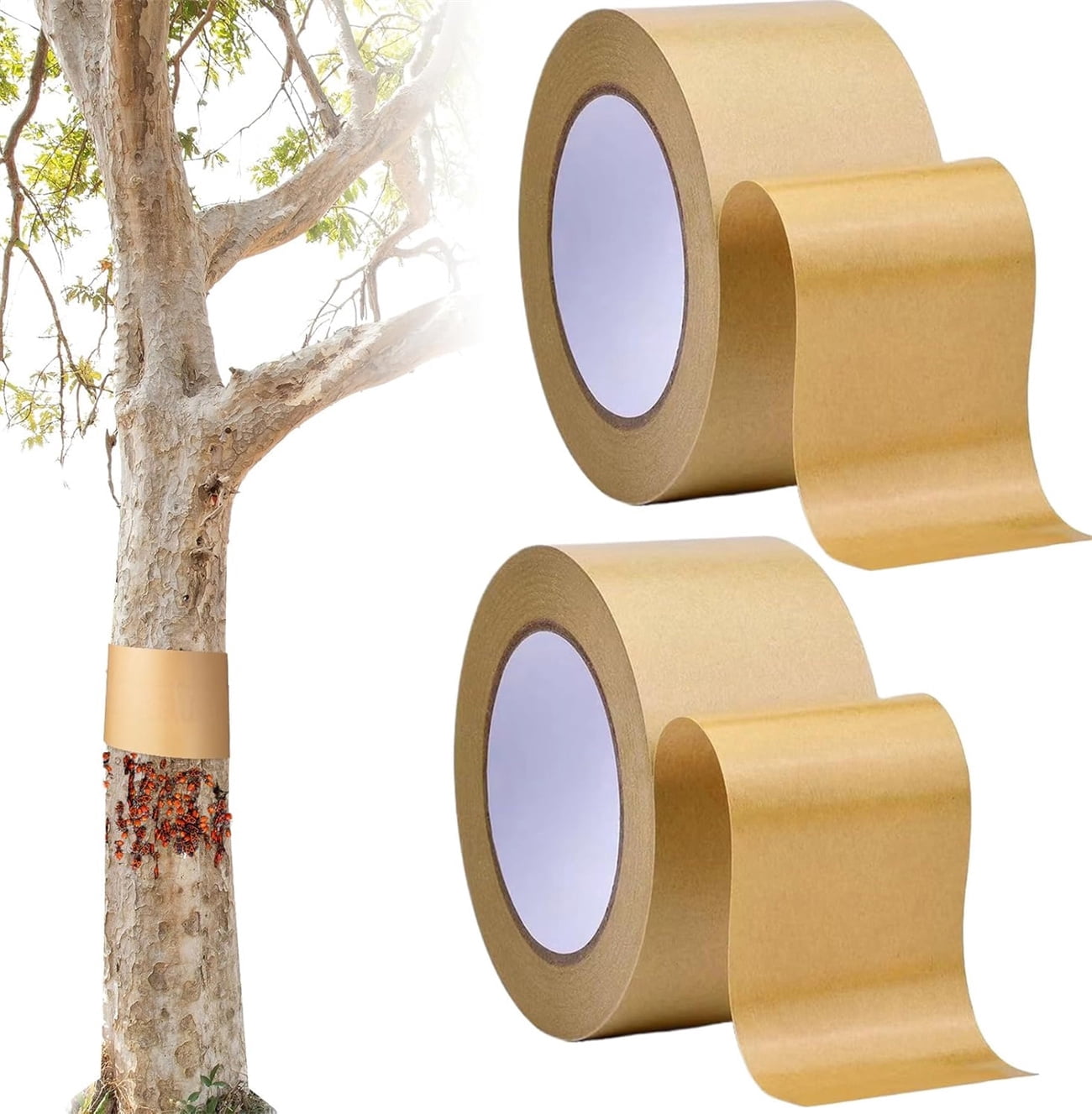 198 Ft x 2 Inch 2 Rolls Tree Protector Wrap Roll,Bexikou Cicada Tree Wrap Protection Tape,Tree Trunk Wrap Protector,Crawling Insect Tree Tape for Protecting Fruit Trees Plants Outdoor Lawn Garden