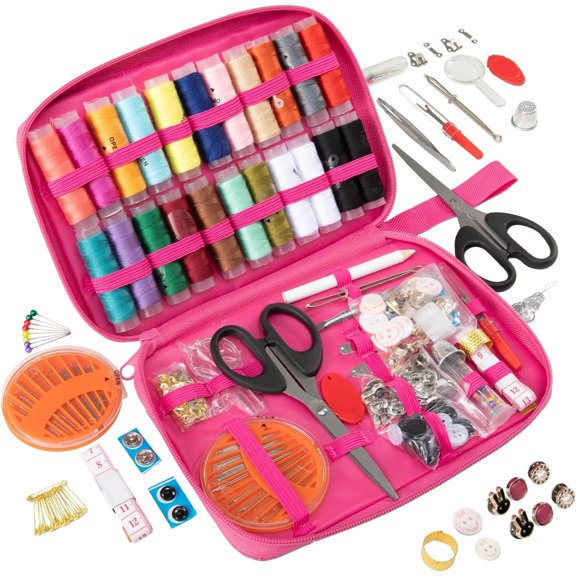 198 count Sewing Kit for Adults Portable Travel Sewing Set,Dorm Room Essentials for Girls, Including Repair Tools Such as and Thread, , Marker pens and Thread kit ()