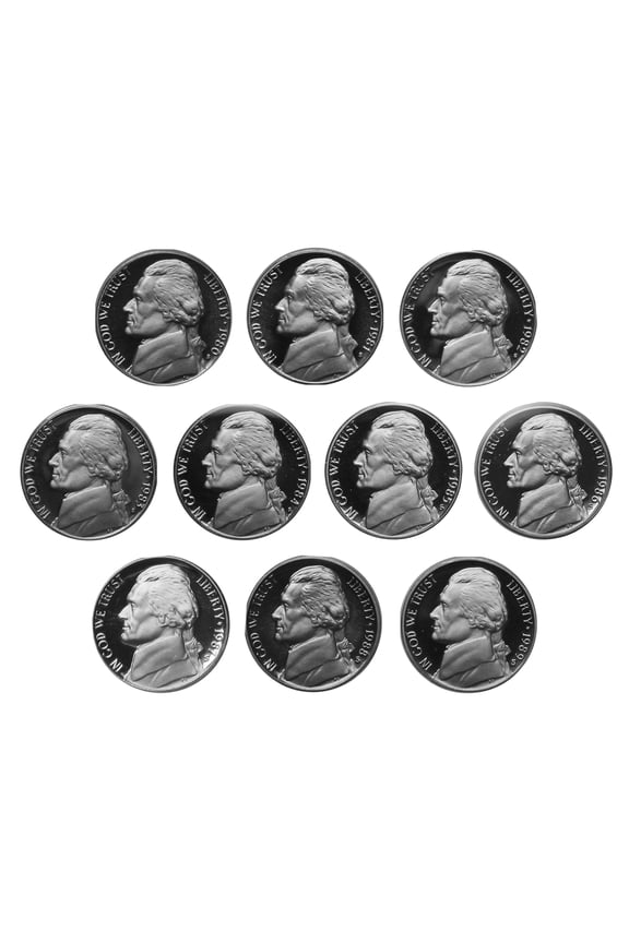 1980-1989 S Gem Proof Jefferson Nickel Run - 10 Coins