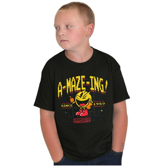 1980 Arcade Game PACMAN A-Maze-Ing Crewneck T Shirts Boy Girl Teen Brisco Brands L
