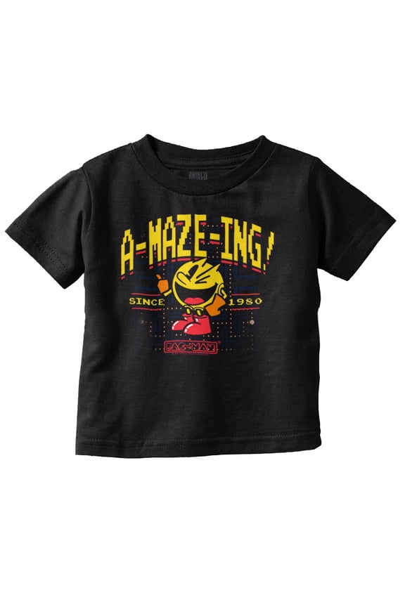 1980 Arcade Game PACMAN A-Maze-Ing Toddler Boy Girl T Shirt Infant Toddler Brisco Brands 12M