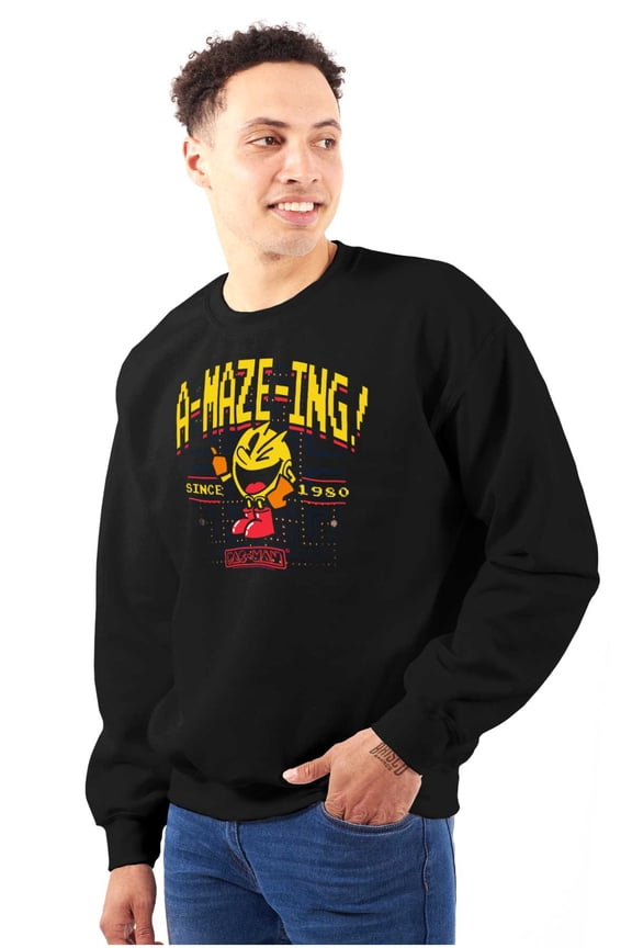 1980 Arcade Game PACMAN A-Maze-Ing Unisex Plus Size Sweatshirt Brisco Brands 2X