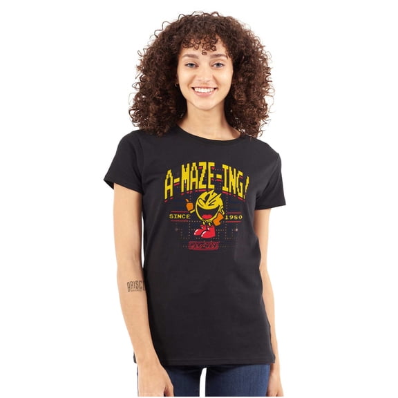 1980 Arcade Game PACMAN A-Maze-Ing Women's T Shirt Ladies Tee Brisco Brands L
