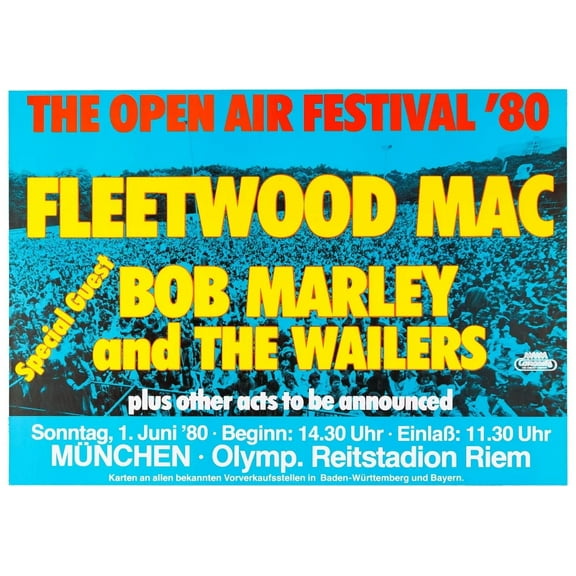 1980 BOB MARLEY FLEEDWOOD MAC CONCERT POSTER WALL ART PRINT ES 11 x 17 Inch Poster