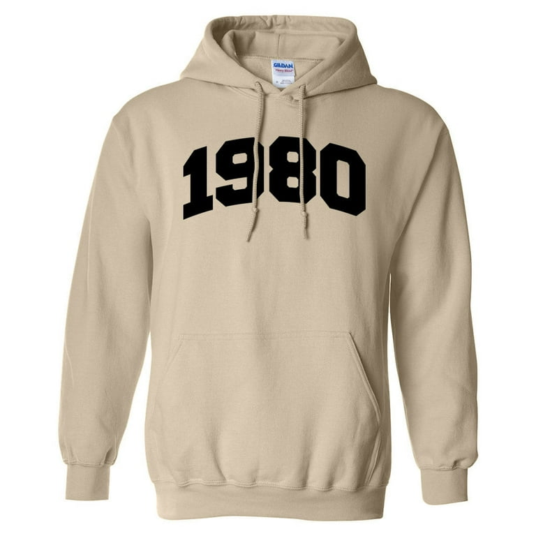 Tees and Tank You 1980 College Style Hoodie Sweatshirt Unisex Medium Sand Adult Unisex Beige