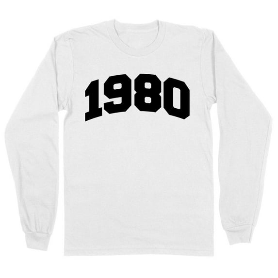 1980 College Style Long Sleeve Shirt Unisex 2X-Large White