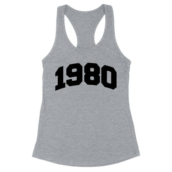 1980 College Style Tank Top Fitted Racerback Women's X-Small Heather Grey