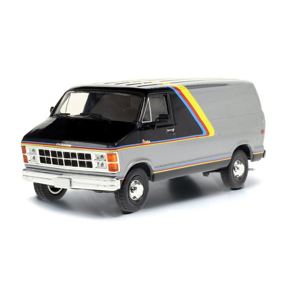 1980 Dodge Ram Custom B250 Van, Silver and Black - Greenlight 86600 - 1/43 scale Diecast Model Toy Car