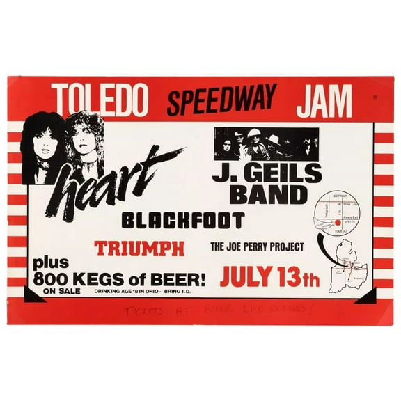 1980 J. GEILS BAND HEART CONCERT POSTER WALL ART PRINT IN TRIUMPH 24 x 36 Inch Poster
