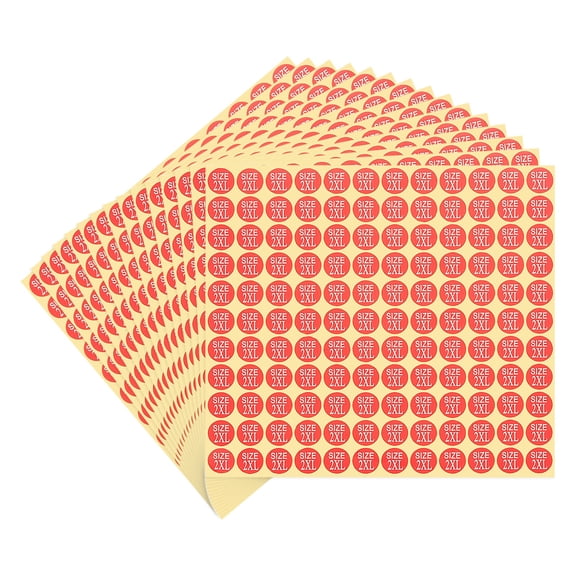 1980 Pcs Clothing Size Stickers 2XL Size Stickers 1/2" Round Self-Adhesive Labels for Retail Red (15 Sheets)