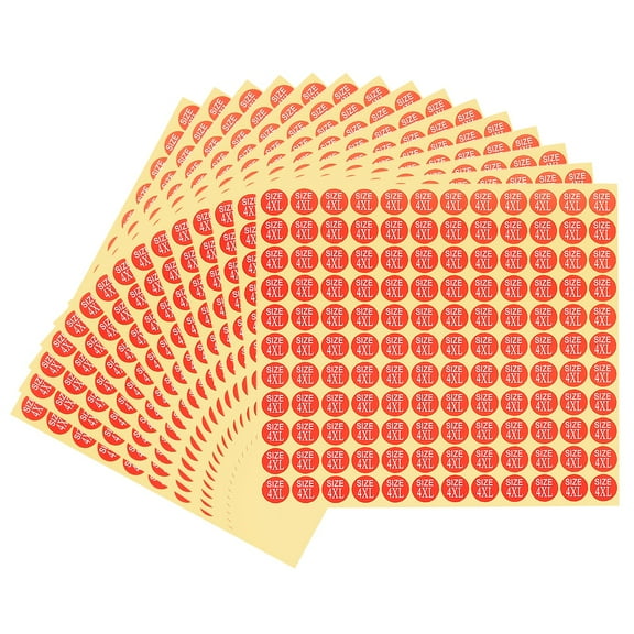 1980 Pcs Clothing Size Stickers 4XL Size Stickers 1/2" Round Self-Adhesive Labels for Retail Red (15 Sheets)