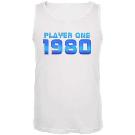 1980 Player One Birthday Mens Tank Top White 2XL