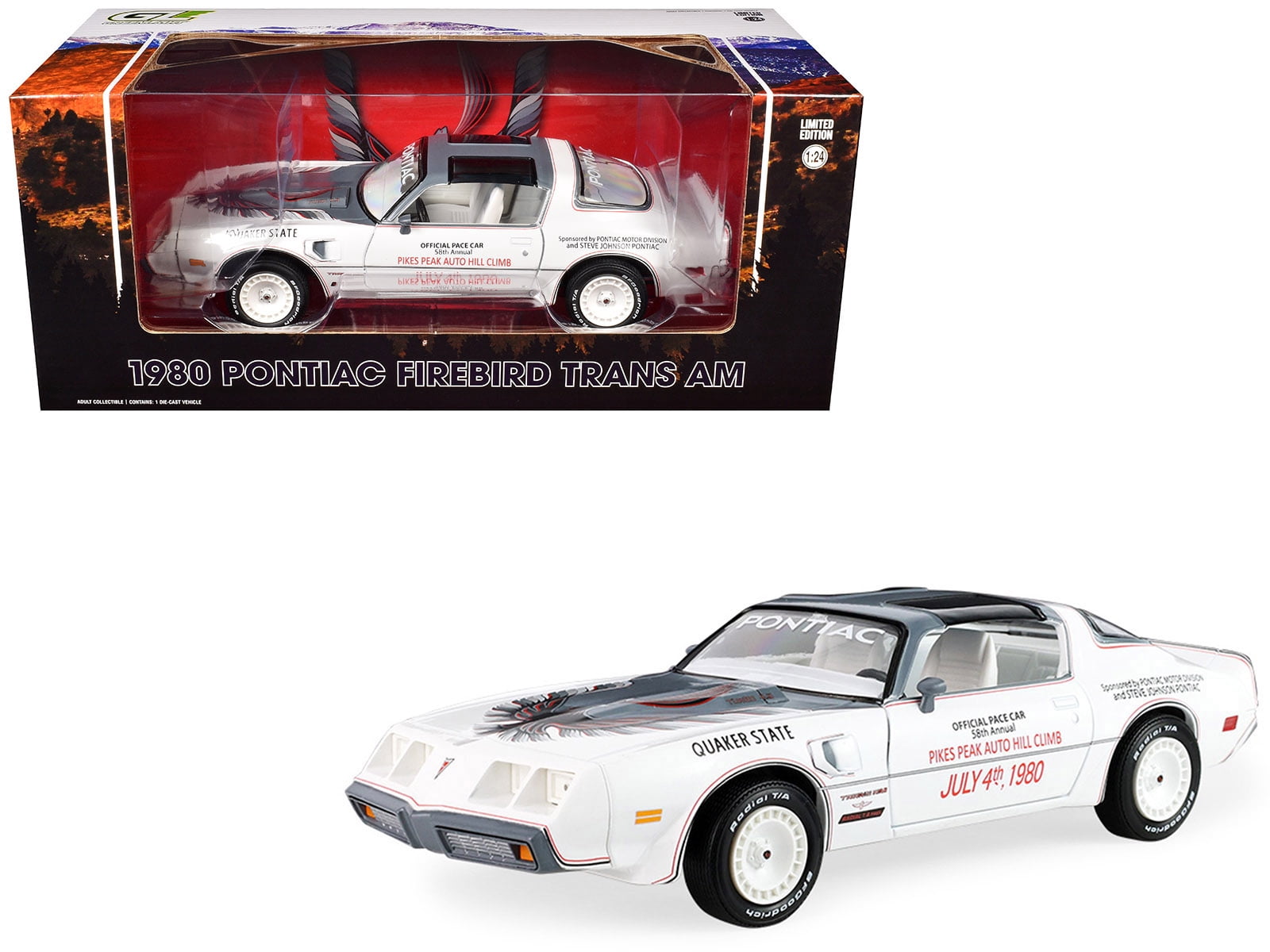 ミニカー GREEN LIGFT 1/18 1980 PONTIAC TRANSAM . 1980 Pontiac Firebird Trans Am T/A White with Gray Top and Hood