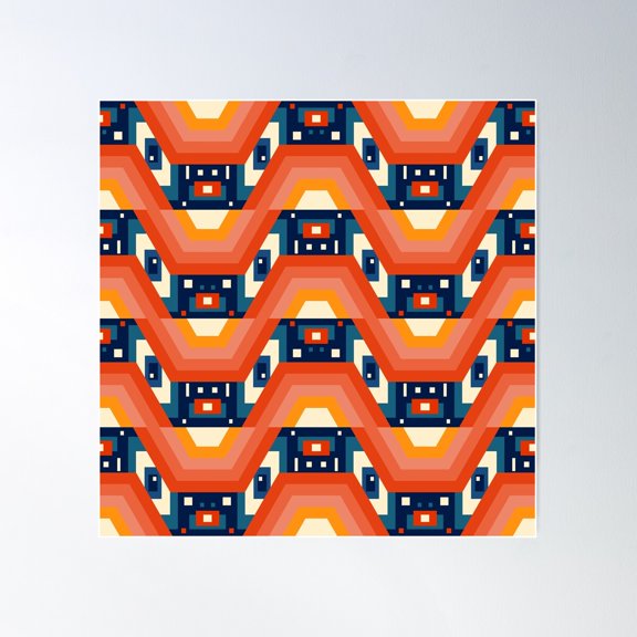 1980'S Geometric Pattern 011 Poster Wall Art, Modern Wall Decor For Living Room Bedroom, 24x24 UNFRAMED