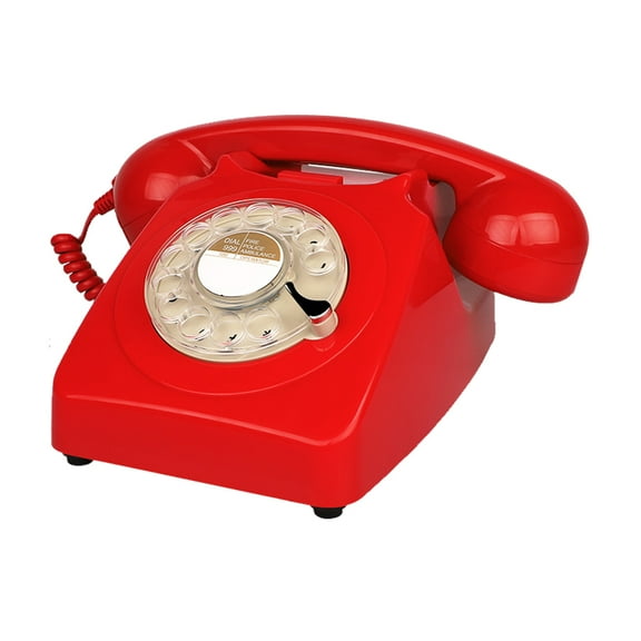 1980'S Red Rotary Dial Telephones Classic Old Style Retro Landline Desk Telephone Single Line Corded Phone Home Office School Hotel