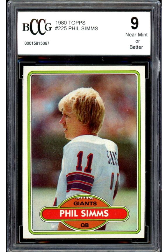 1980 Topps #225 Phil Simms Rookie Card BGS BCCG 9 Near Mint+