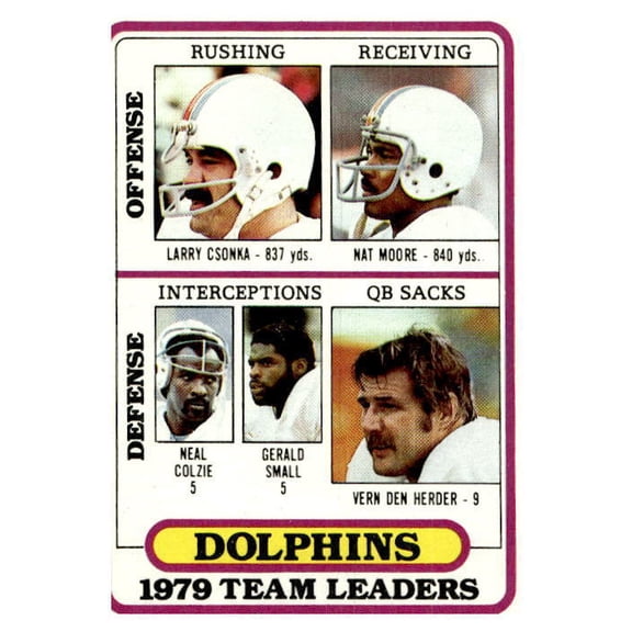1980 Topps Larry Csonka / Nat Moore / Colzie / Small / Den Herder #76 Team Checklists