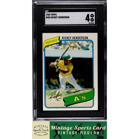 Graded 1980 Topps Rickey Henderson #482 Oakland A's SGC 4 Baseball Card