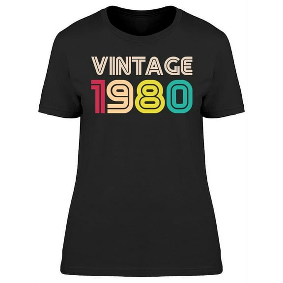 1980 Vintage Style T-Shirt Women -Image by Shutterstock, Female Large
