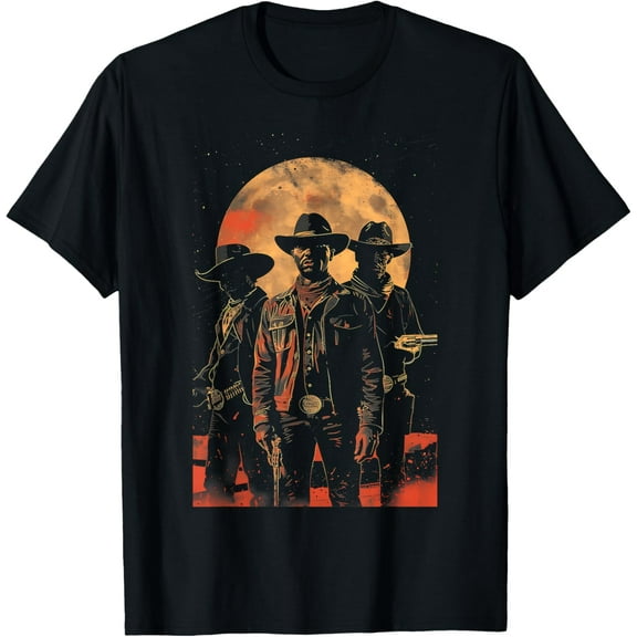 1980's Wild West Black Cowboys Funny Graphic Tees T-Shirt TShirt