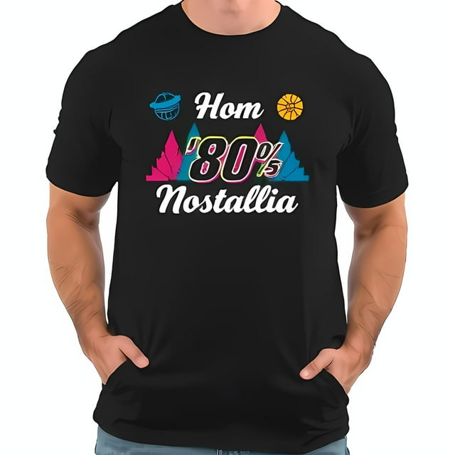 1980s Nostalgia Graphic T-Shirt - Retro Basketball Space & Mountains ...