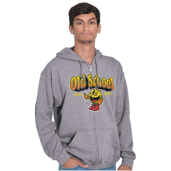 1980s Old School Arcade Game PACMAN Unisex Plus Size Zip Hoodie Brisco Brands 5X