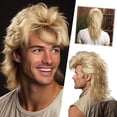 thumbnail image 1 of 1980s Style Men's Wig - Gold Fish Scale Design Fancy Party Accessory for Events, 1 of 7
