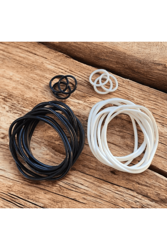 1980s Style Rubber Gummy Jelly Bracelets 16 Set with 6 Rings, Black and White (22 Pack)