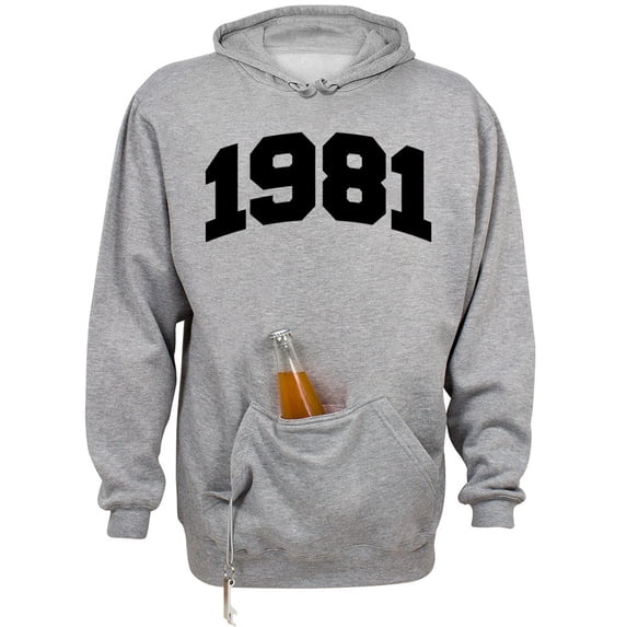 1981 College Style Beer Holder Tailgate Hoodie Sweatshirt Unisex Large Oxford