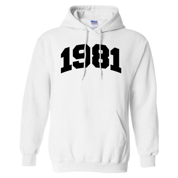 1981 College Style Hoodie Sweatshirt Unisex 5X-Large White