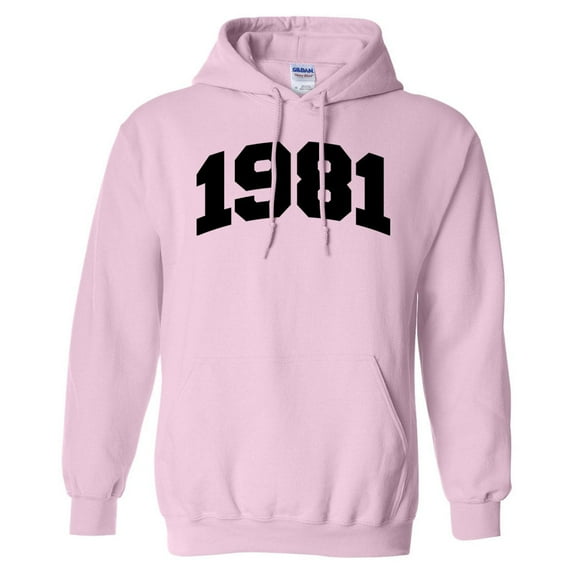 1981 College Style Hoodie Sweatshirt Unisex Large Pink
