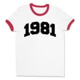 thumbnail image 1 of 1981 College Style Ringer Tee Shirt Unisex 2X-Large White/Red, 1 of 5