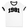 thumbnail image 1 of 1981 College Style Ringer Tee Shirt Unisex Large White/Black, 1 of 5