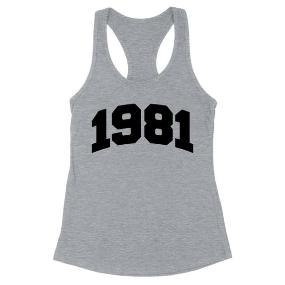 1981 College Style Tank Top Fitted Racerback Women's X-Small Heather Grey