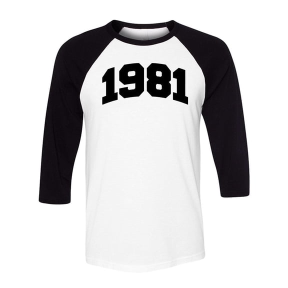 1981 College Style Three-Quarter Raglan Sleeve Baseball Shirt Unisex X-Large White/Black