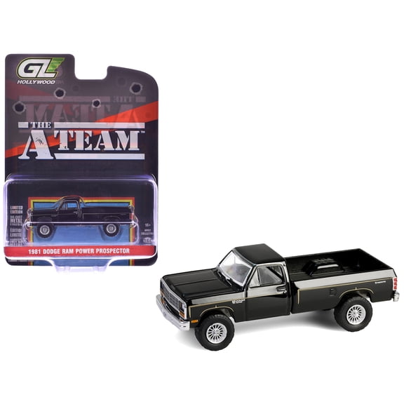 1981 Dodge Power Ram Prospector Pickup Truck Black "The A-Team" (1983-1987) TV Series 1/64 Diecast Model Car by Greenlight