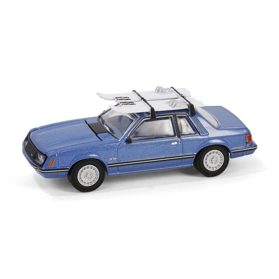 1/64 1967 Mustang Ghia Coupe with Ski Roof Rack Blue Greenlight Hobby 30510
