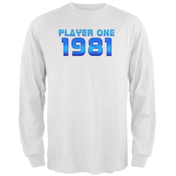 1981 Player One Birthday Mens Long Sleeve T Shirt White 2XL