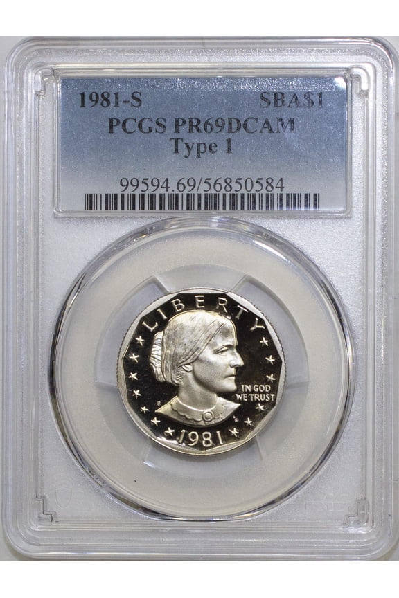 1981-S Susan B. Anthony Dollar Type 1 PCGS PR69DCAM Proof  Graded Coin