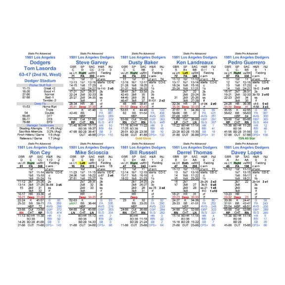 1981 Statis Pro Advanced Baseball Game