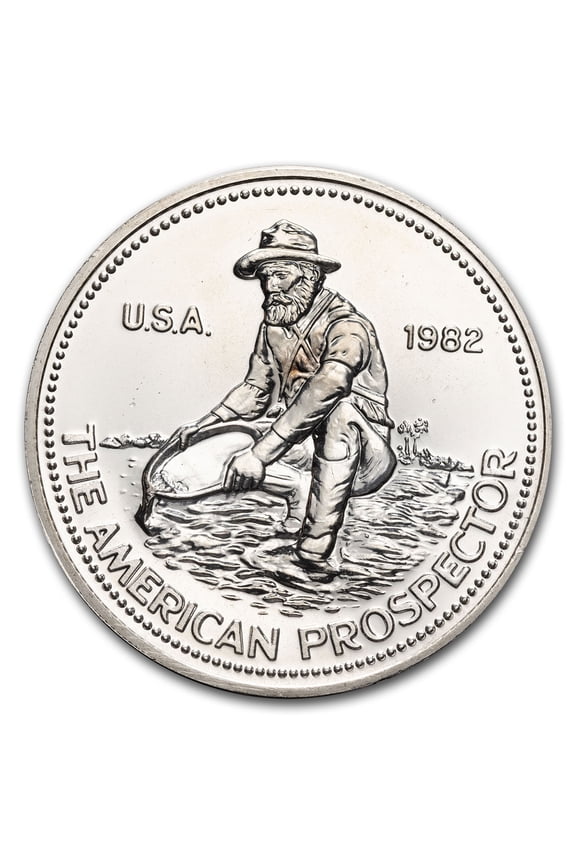 1982 1 oz Silver Round - Prospector (E Logo Reverse)