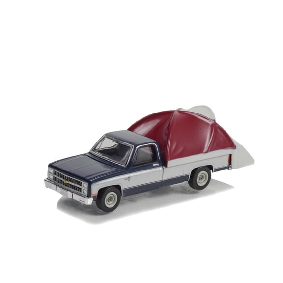 1982 Chevy C-10 Silverado and Bed Tent, Dark Blue - Greenlight 38030D/48 - 1/64 Scale Diecast Car