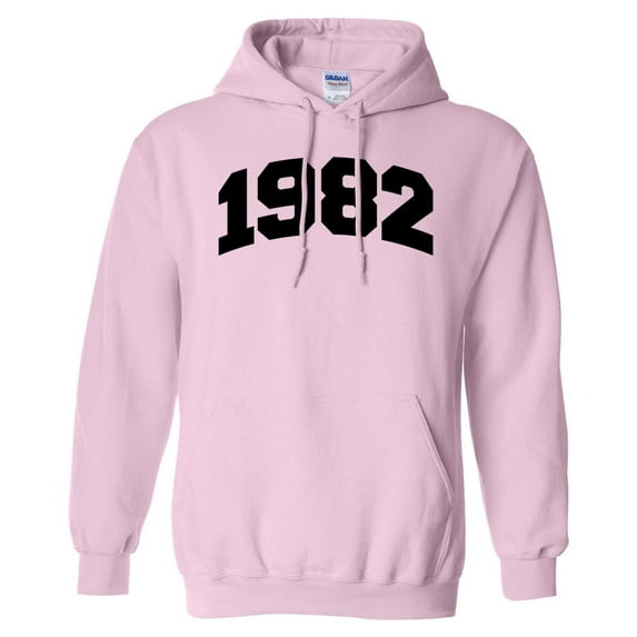 1982 College Style Hoodie Sweatshirt Unisex 4X-Large Pink
