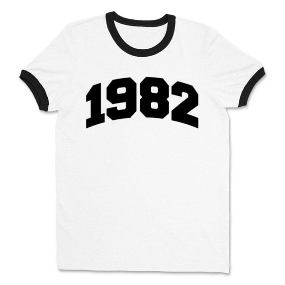 1982 College Style Ringer Tee Shirt Unisex Large White/Black