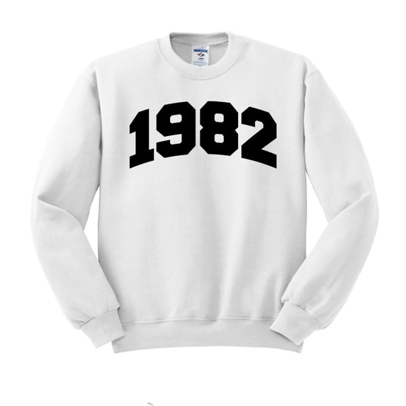 1982 College Style Sweatshirt Unisex Large White