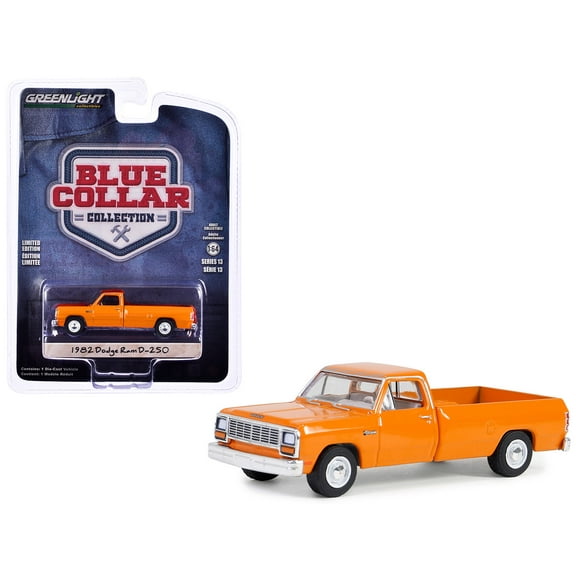 1982 Dodge Ram D-250 Pickup Truck DOT Orange "Blue Collar Collection" Series 13 1/64 Diecast Model Car by Greenlight