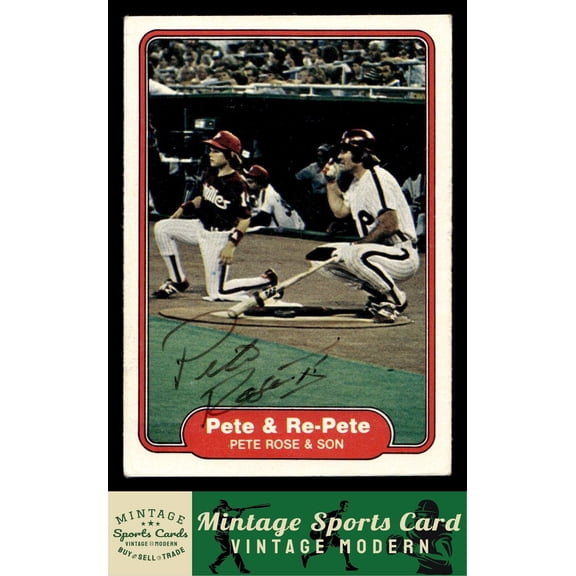 1982 Fleer Excellent Condition 640 Pete & Re-Pete Pete Rose Son Phillies Baseball Card