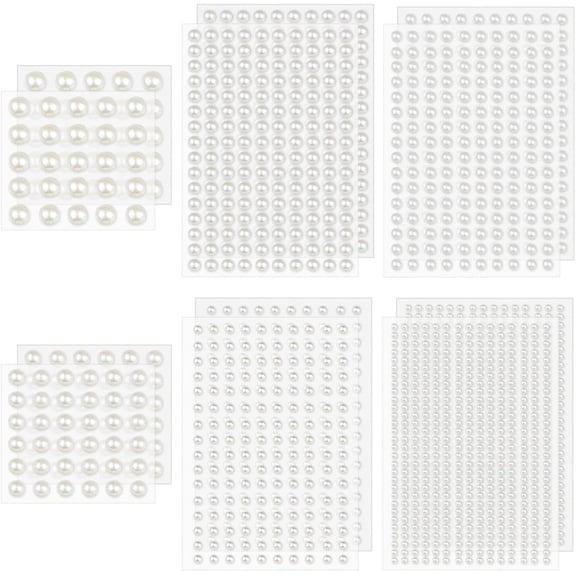 1982 Pcs Self-Adhesive Pearl Stickers, Multiple Sizes, Decorative Pearl Gems for Face, Crafts, Hair, Makeup, Nail
