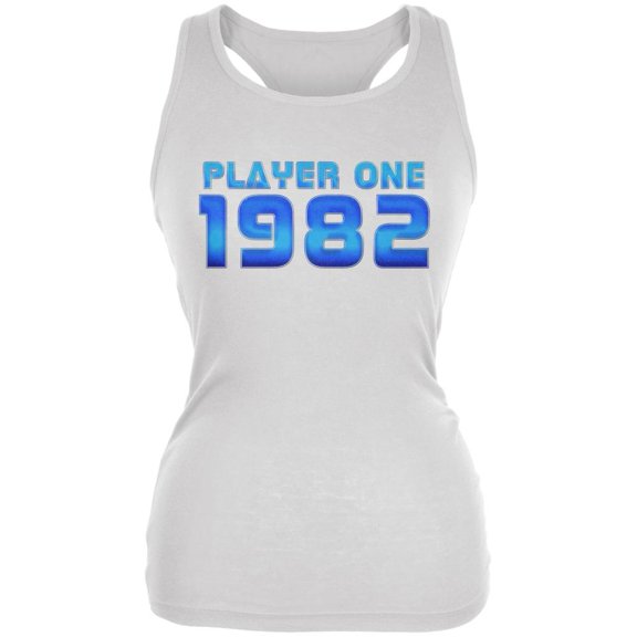 1982 Player One Birthday Juniors Soft Tank Top White X-LG